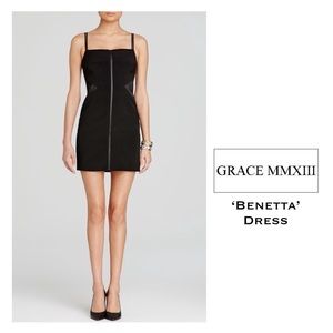 GRACE MMXIII NWT Benetta Lace Inset Zip Front Little Black Dress Size 4